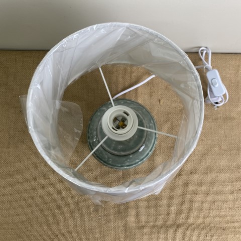 Ceramic Seafoam Lamp with White Shade
