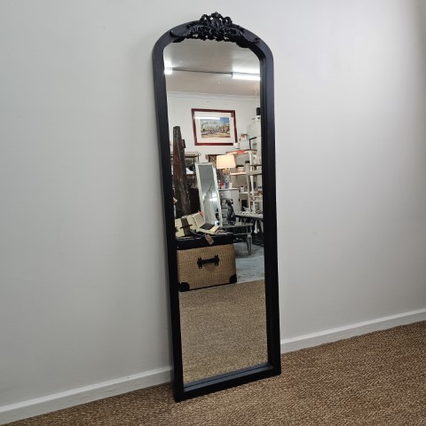 Tall Black Mirror with Arch Top