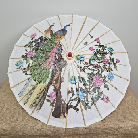 Asian Paper Parasol - Peacocks