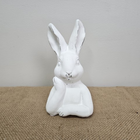 Small White Cement Contemplating Hare