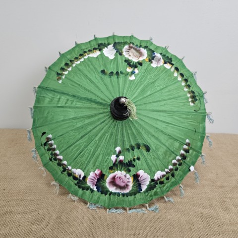 Vintage Decorative Green Fabric Parasol