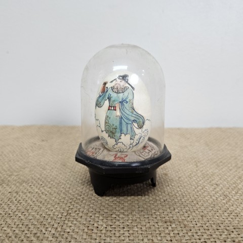 Vintage Chinese Hand-Painted Egg in Display Case