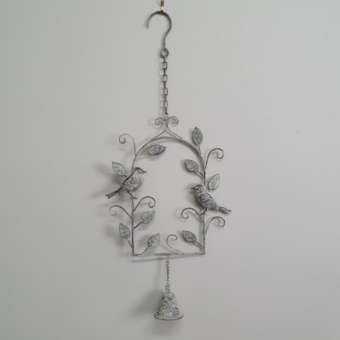 Rustic Metal Arch with Birds and Bell Wall Decor