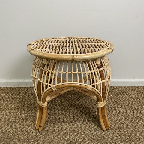 Round Cane Side Table
