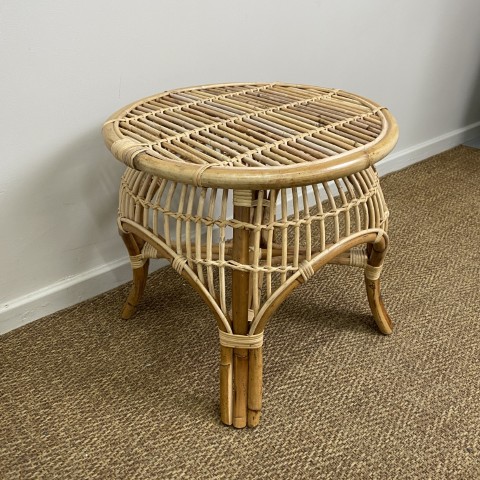 Round Cane Side Table