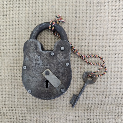 Large Vintage Padlock with Key