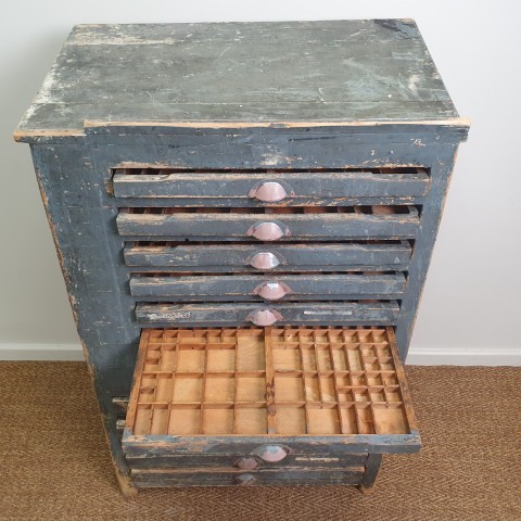 Antique Industrial Printer's Cabinet #2