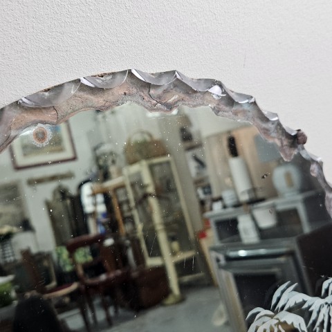 Vintage Art Deco Mirror with Boat & Palm Motif