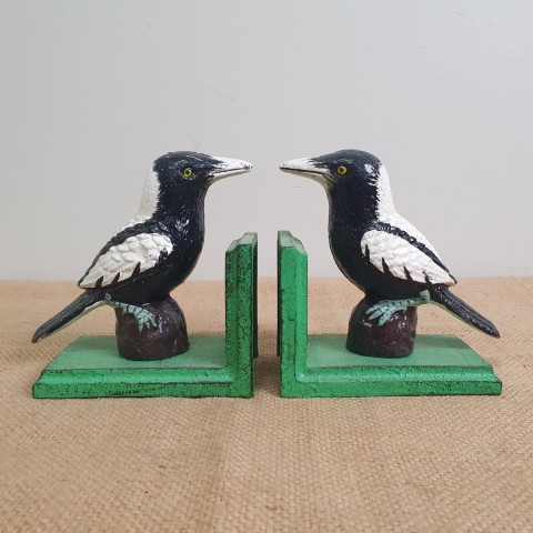 Cast Iron Magpie Bookends