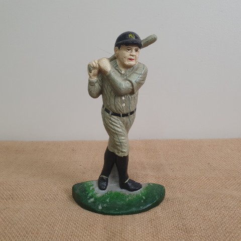 Cast Iron Baseball Player Doorstop