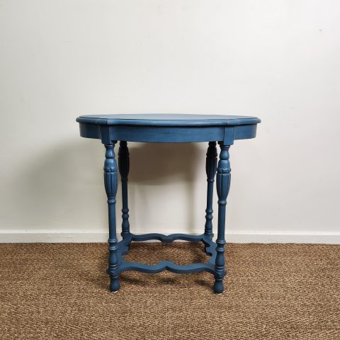 Hand-Painted Aubusson Blue Side Table