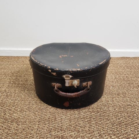Antique Black Hat Box with Key