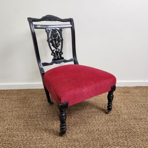 Vintage Red Velvet Upholstered Occasional Chair