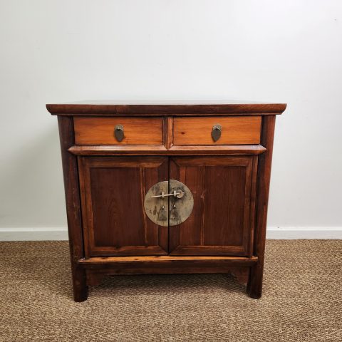 Antique Oriental 2 Door Cabinet Made of Elm Wood