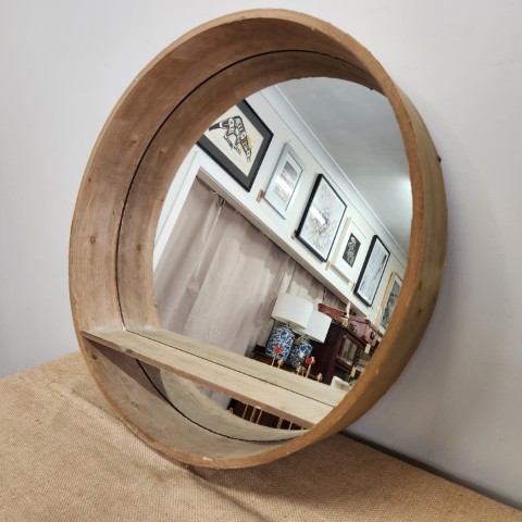 Round Mirror with Shelf