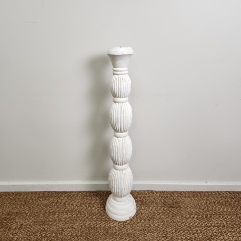 Tall Carved Timber Partesse Candle Holder #2