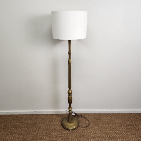 Vintage Gold Painted Lamp Base with White Shade