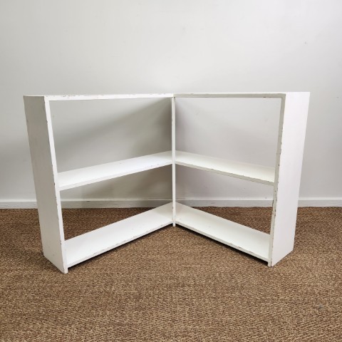 Vintage White Corner Bookcase