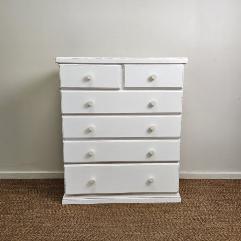 French Country Style White Chest of Drawers with Distressed Edges #2
