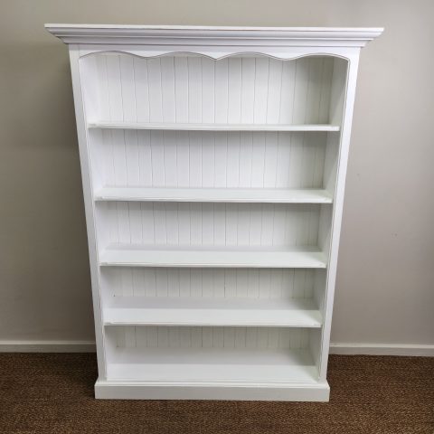 French Provincial White Large Bookcase Hand-Painted and Lacquer Protected