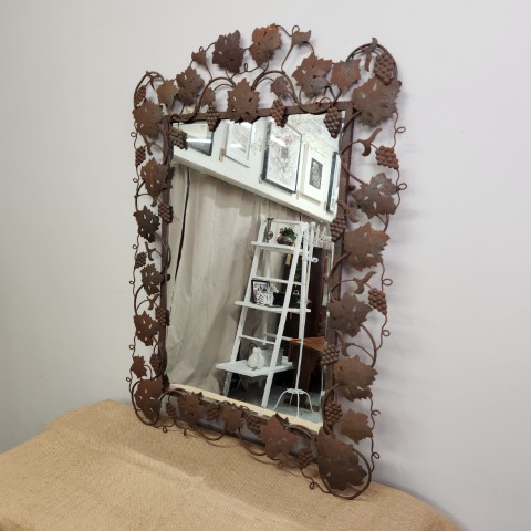 Vintage Wrought Iron Grape Design Mirror