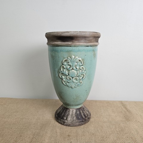 Teal Green Ceramic Urn