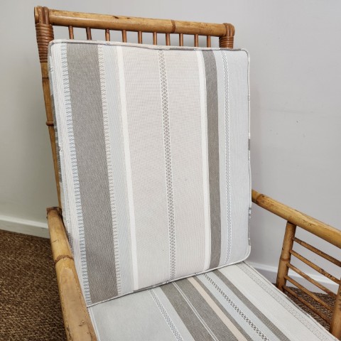 Vintage Bamboo Armchair with Natural Tone Cushions