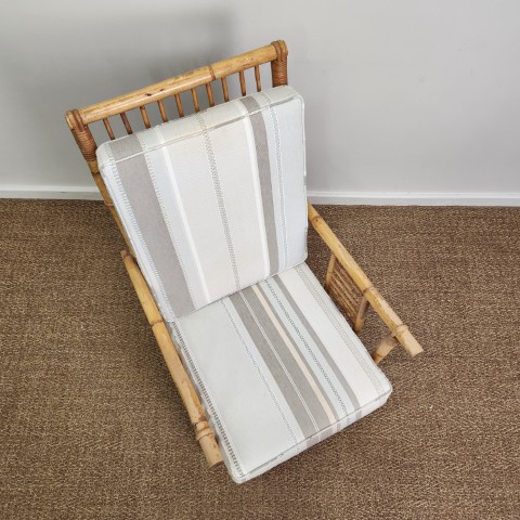 Vintage Bamboo Armchair with Natural Tone Cushions
