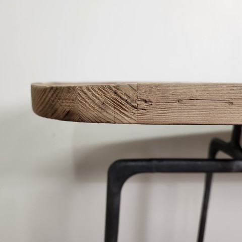 Forged Iron and Elm Top Industrial Narrow Console