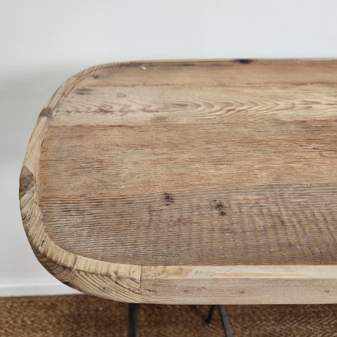 Forged Iron and Elm Top Industrial Narrow Console