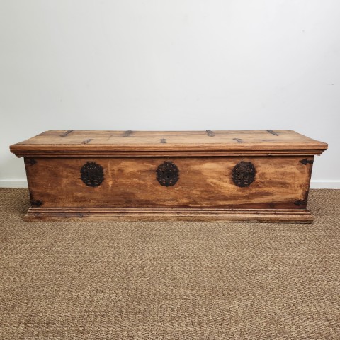 Oversized Vintage Iron Detail Storage Trunk