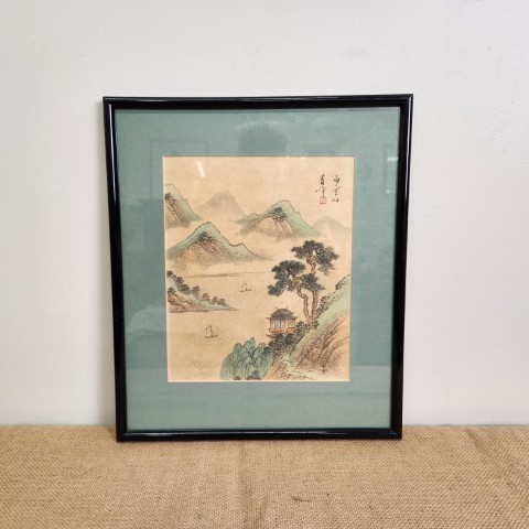 Chinese or Japanese Ink Painting on Silk #1