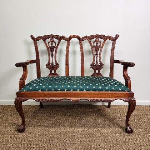 Chippendale Style Mahogany Two Seater Settee