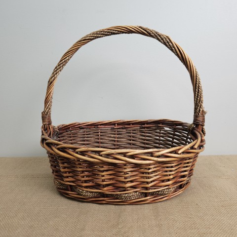 Vintage Handwoven Cane Flower Basket