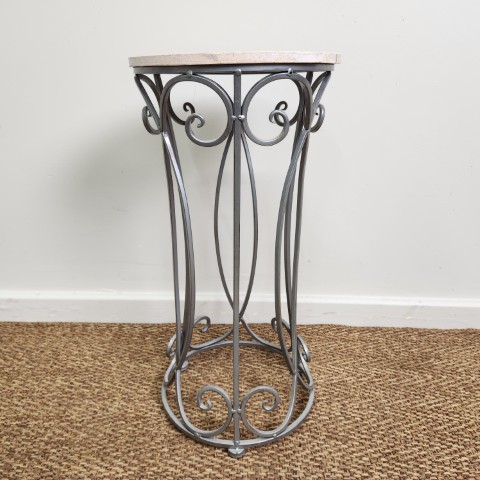 Small Reproduction Round Side Table with Metal Base