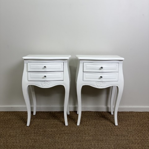 Pair of French Provincial Style White Bedsides