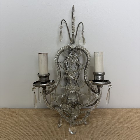 Vintage Italian Style Wall Sconce with Crystal Beads