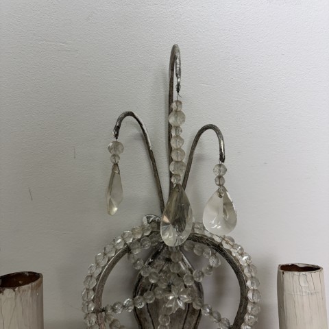 Vintage Italian Style Wall Sconce with Crystal Beads