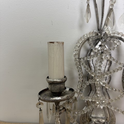 Vintage Italian Style Wall Sconce with Crystal Beads