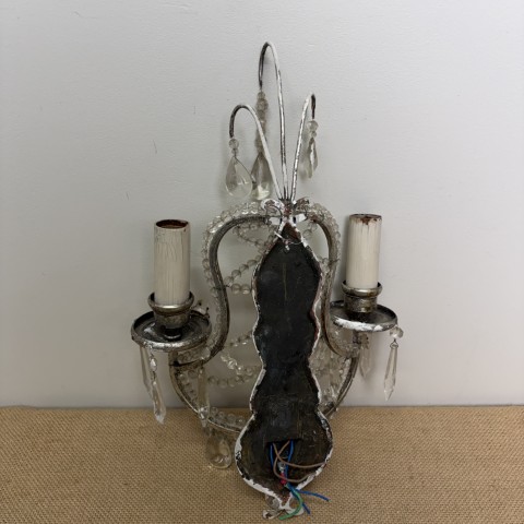Vintage Italian Style Wall Sconce with Crystal Beads