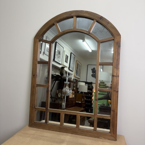 Large Window Style Mirror in Natural Timber