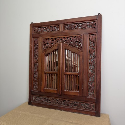 Carved Mahogany Prison Mirror