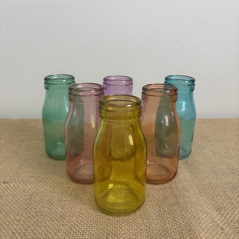 Set of 6 Coloured Glass Bottles