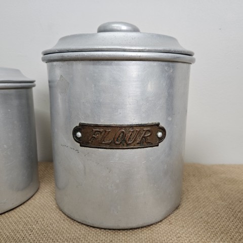 Set of 5 Vintage Aluminium Kitchen Cannisters