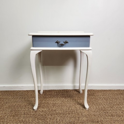 Single Light Grey Side Table with Queen Anne Legs