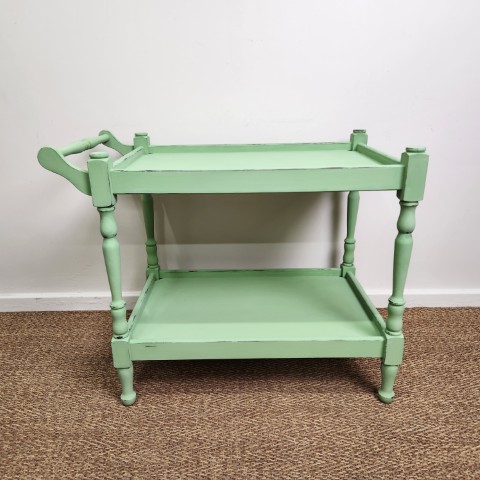 Vintage Green Tea Trolley with Distressed Edges (Capability Green Annie Sloan Chalk Paint and Matt Lacquer)