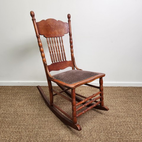 Antique Colonial Spindle Rocking Chair