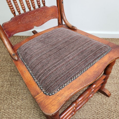 Antique Colonial Spindle Rocking Chair