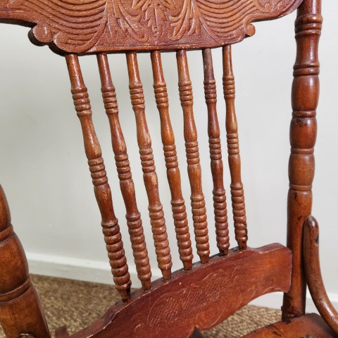 Antique Colonial Spindle Rocking Chair