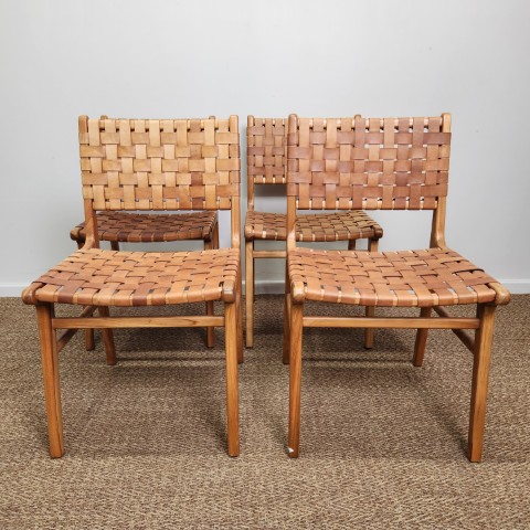 Designer Leather Woven Dining Chairs